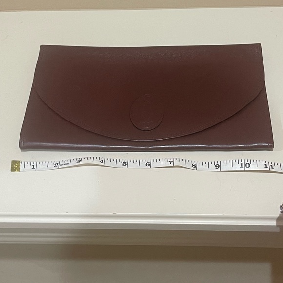Large Leather Vintage Burgundy Cartier Clutch w/added carry chain